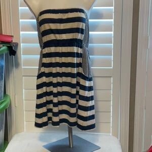Derek Heart Blue and White Strapless Dress